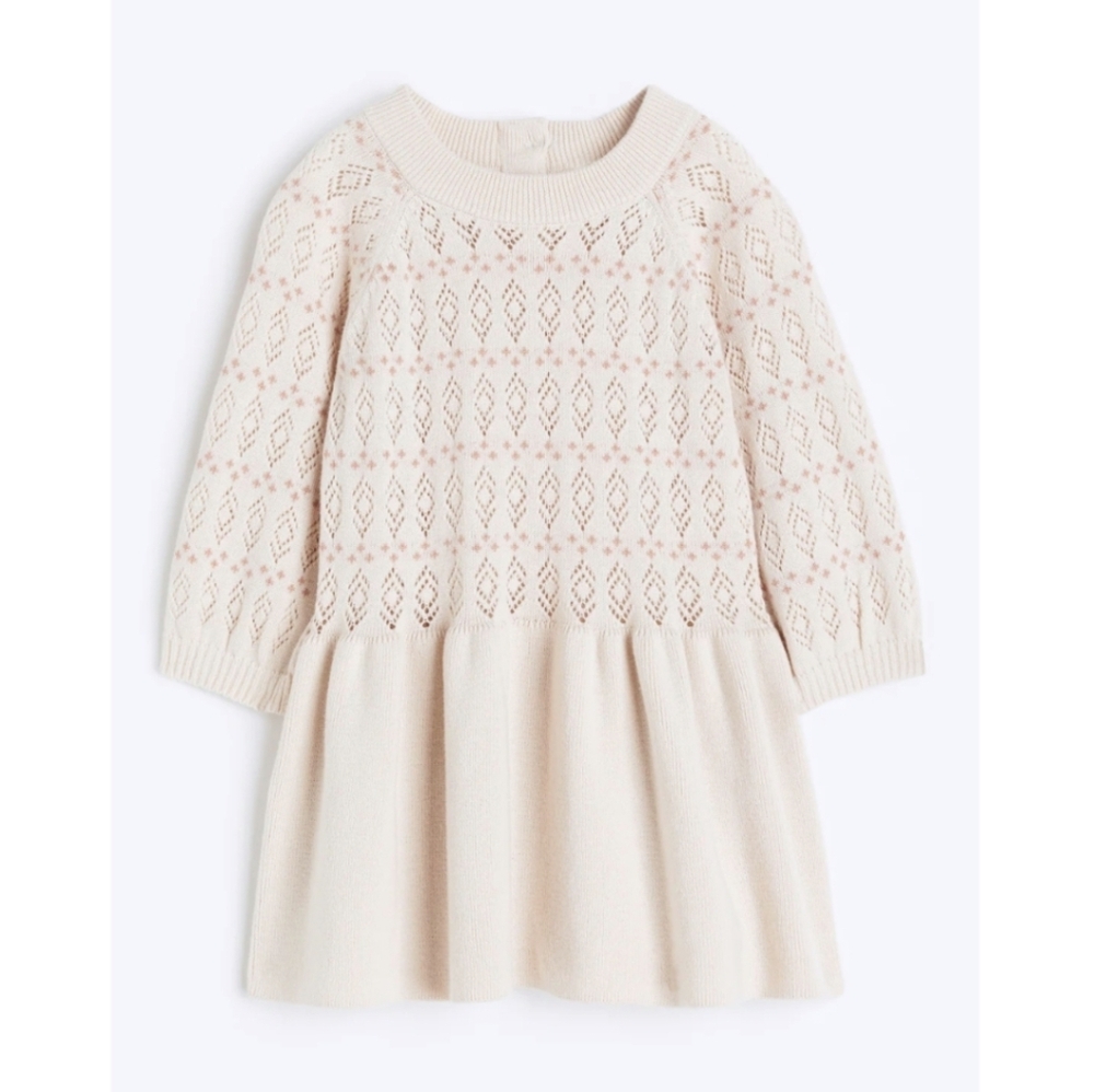 H&M Pointelle-Knit Cotton Little Girls Dress Size 18M